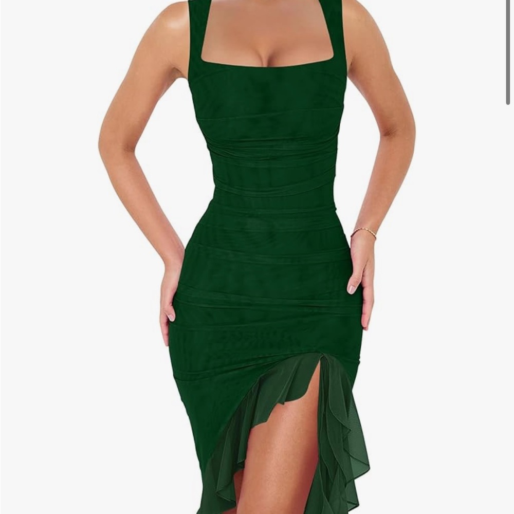 Elegant Green Sleeveless Dress